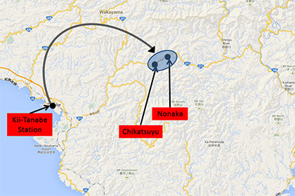 JR Kii-Tanabe Station / Tanabe accommodation to Chikatsuyu/Nonaka area